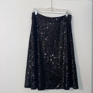 NEW! 7TH AVE Black sequined skirt with lining.